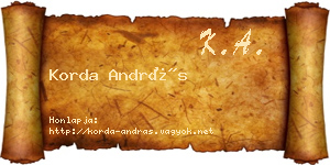 Korda András névjegykártya